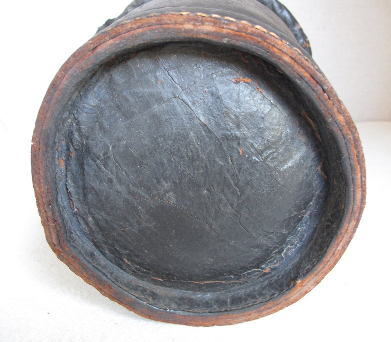 Antique American Firemen's Painted Leather Bucket, N. D. Forest & Co. c. 1850's