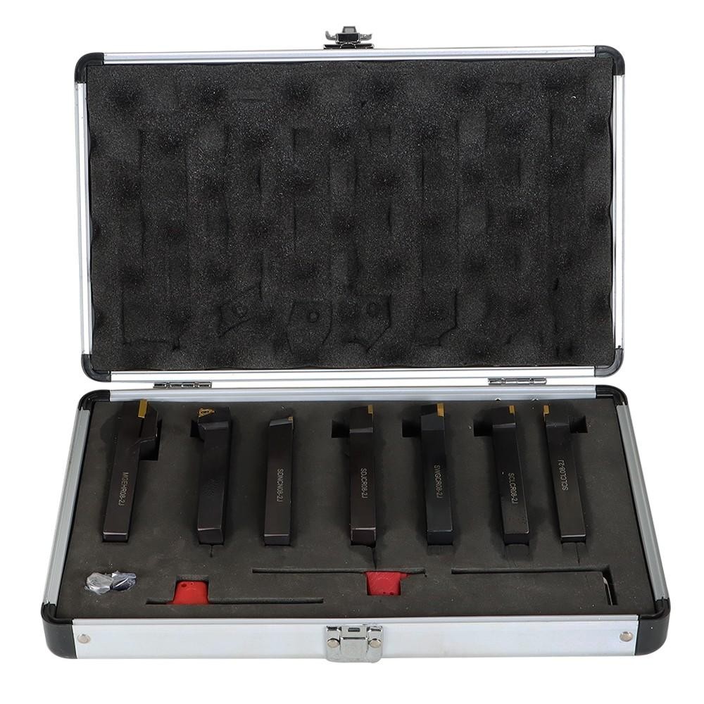 7Pcs Carbide Indexable Turning Tool 1/2" Lathe Tool Bit Thread Insert+Holder Kit