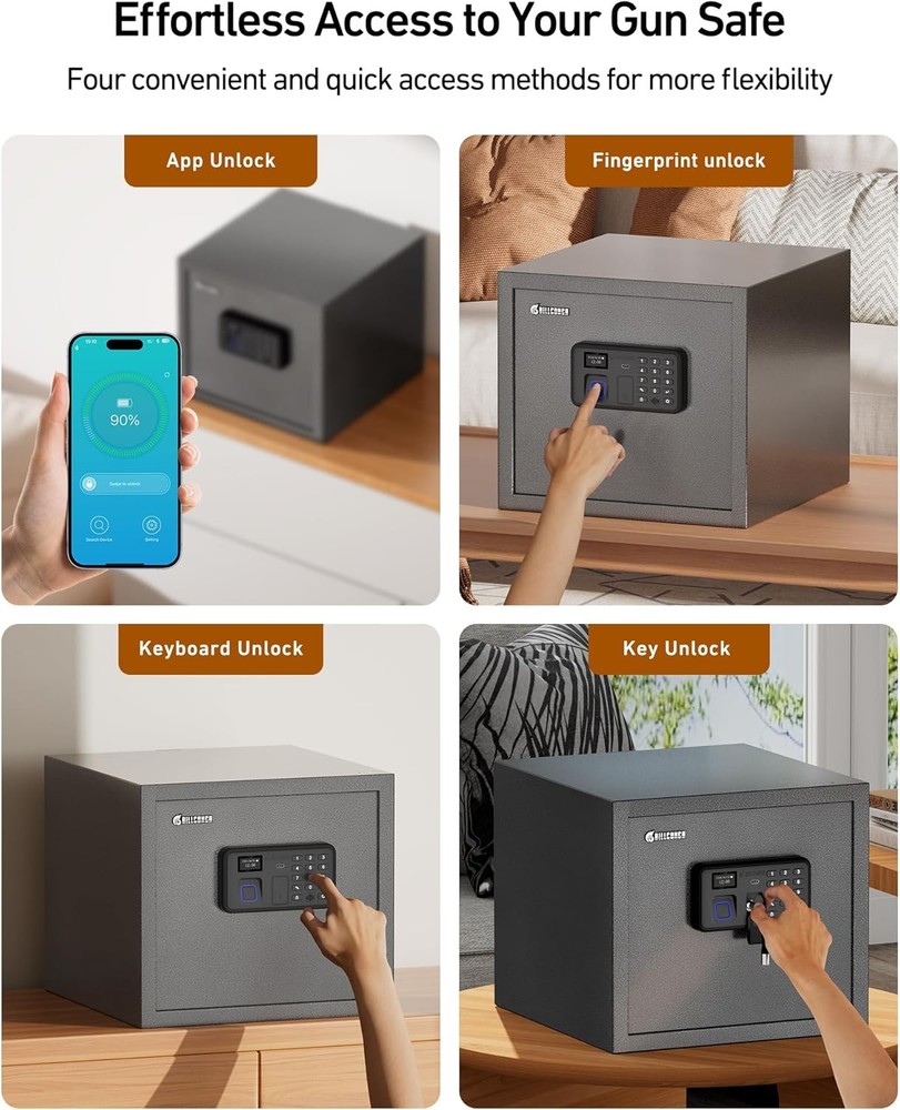 Smart Gun Safe for Multiple Pistols Automatic Lock Safe Box with LCD Display