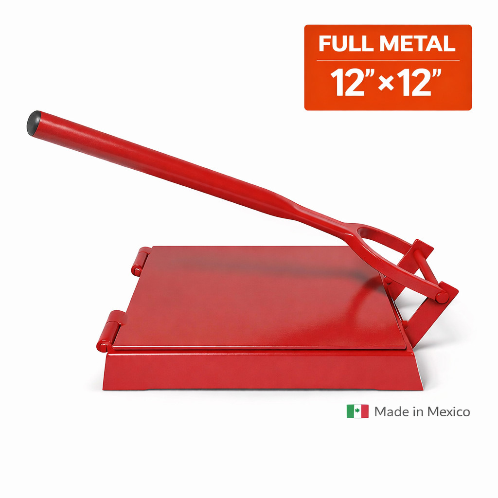 Manual Flower/Corn All Metal Tortilla Maker Press 12x12" Square Made in Mexico