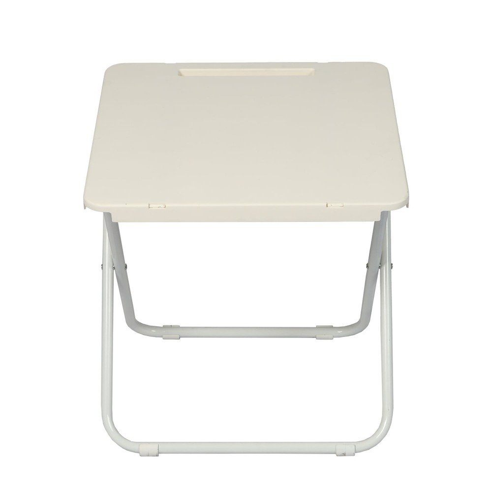 White Folding Beach Table with Hard Top Surface