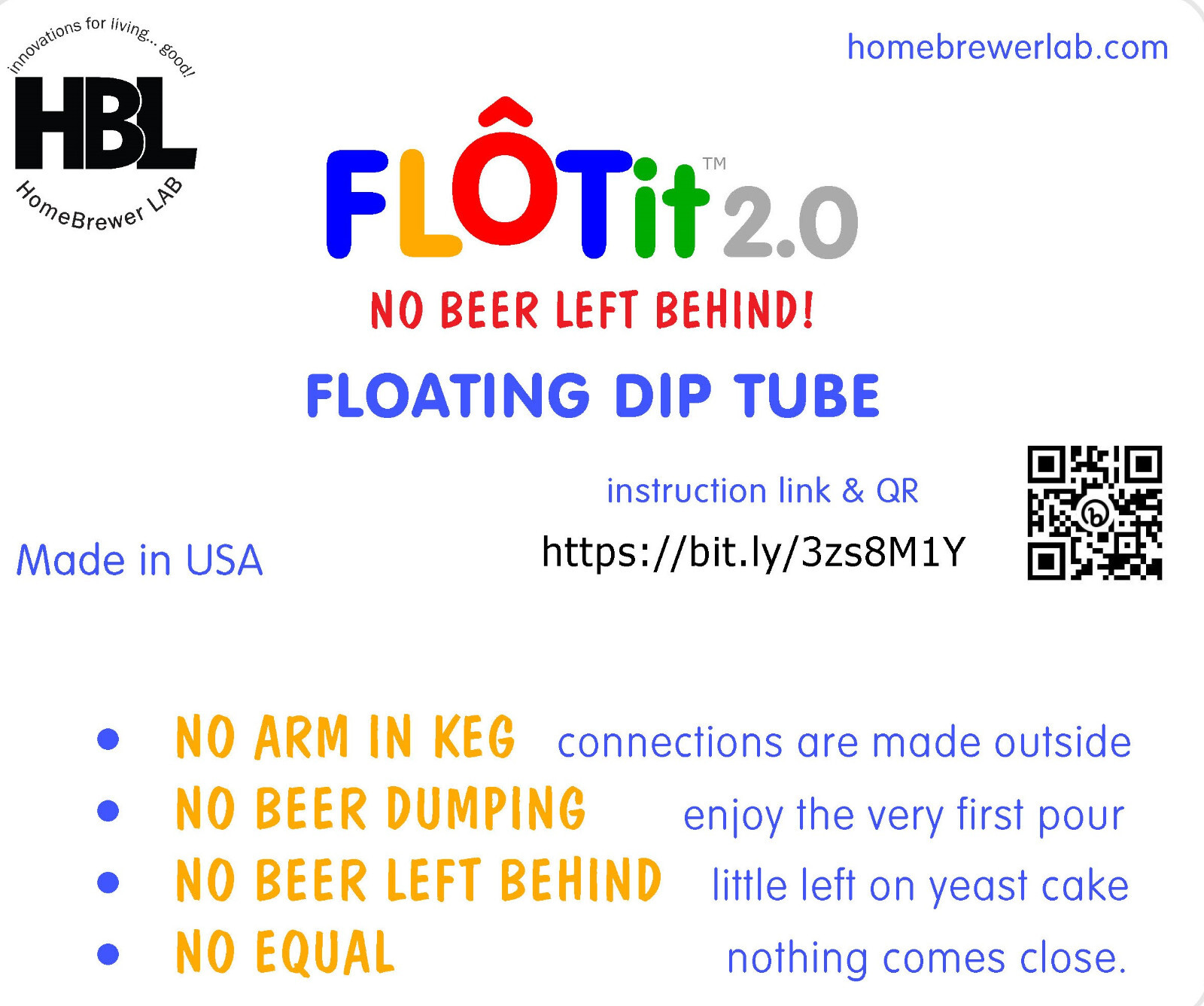 FLOTit 2.0 NO BEER LEFT BEHIND! Floating Dip Tube w/ Double Filter Inlet or DFI