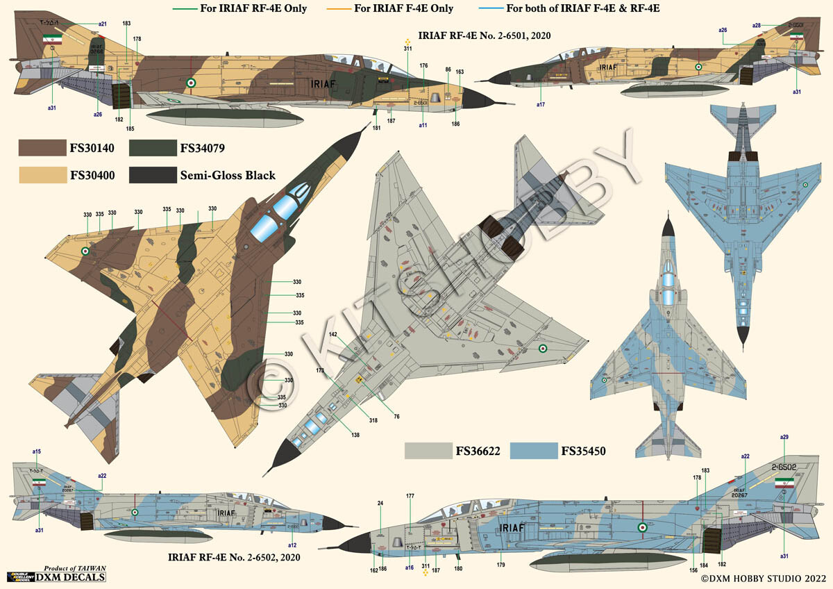 DXM decal 1/48 HAF & IRIAF F-4E / RF-4E Phantom Collection 2