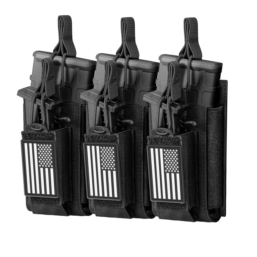 FUNANASUN Open-Top Triple Mag Pouch Double Stack Ar/Pistol BLACK
