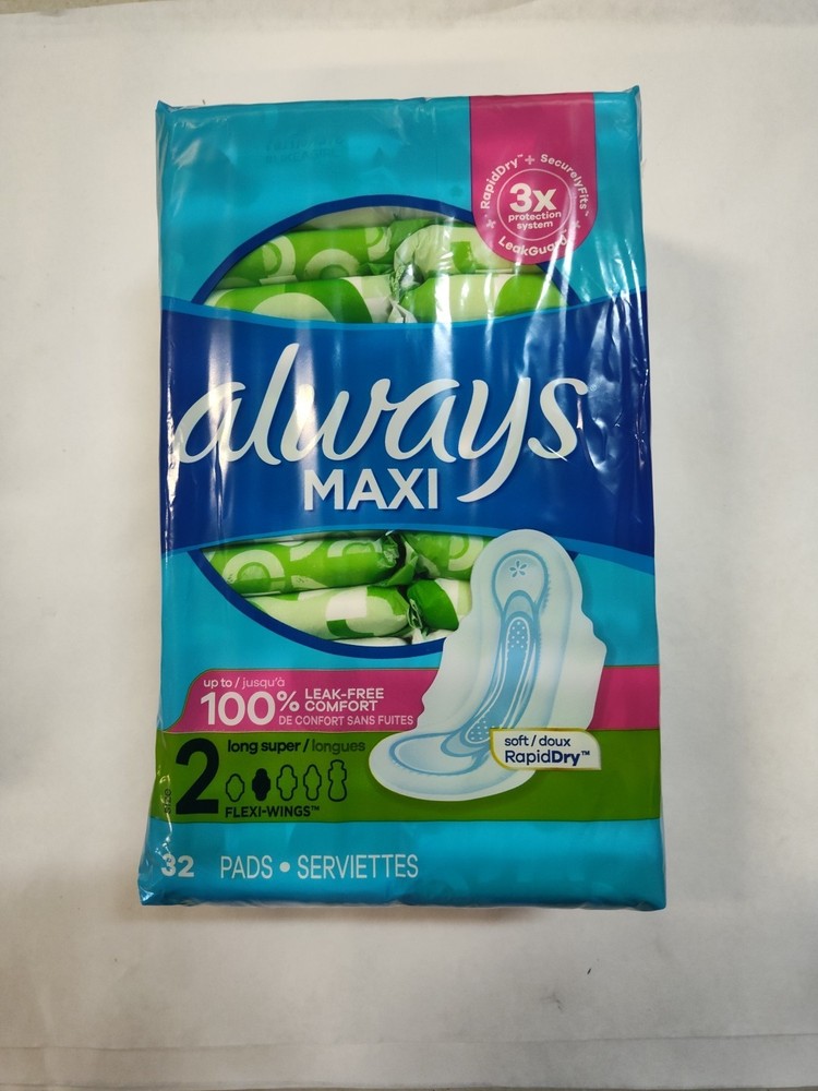 Always Maxi Pads Super Long Flexi Wings 32 Count