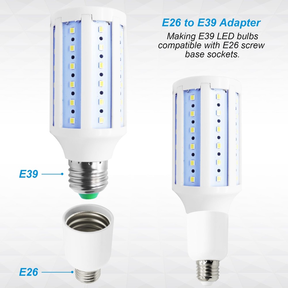 4 Pack E26 to E39 Adapter Converter, Medium to Mogul Screw Bulb Socket, E26 t...