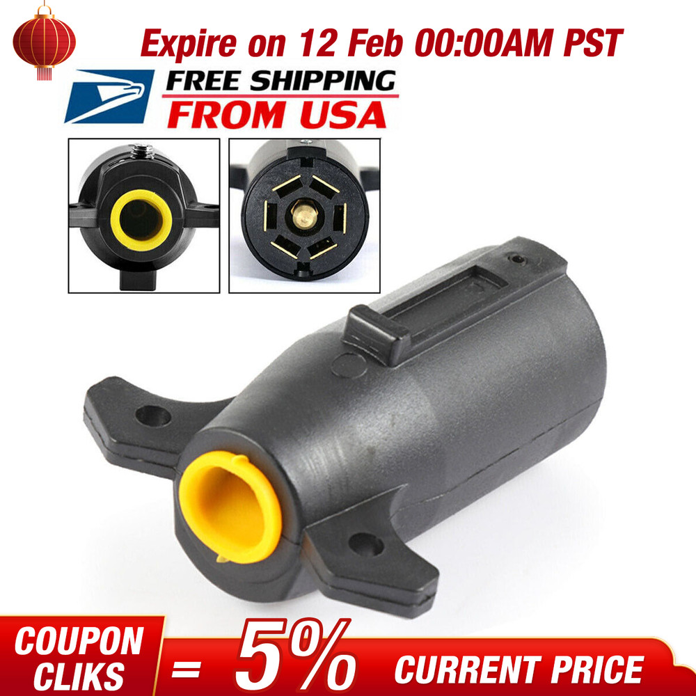 7 Way Round RV Style Trailer Light Plugs Connector Replacement Blade Pin Adapter
