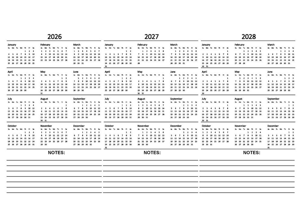 5 Year Calendar Planner Blue