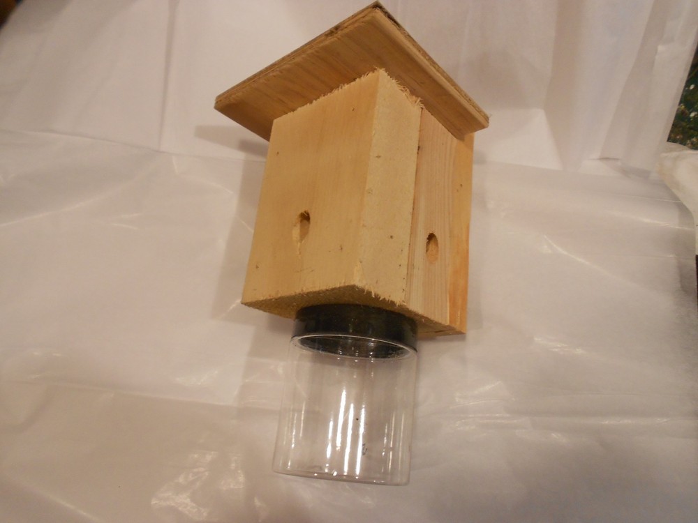 HANDMADE CARPENTER BEE TRAP WITH JAR