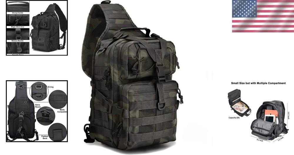 Durable Nylon Tactical Backpack with Molle System - 20L Capacity for Versatility