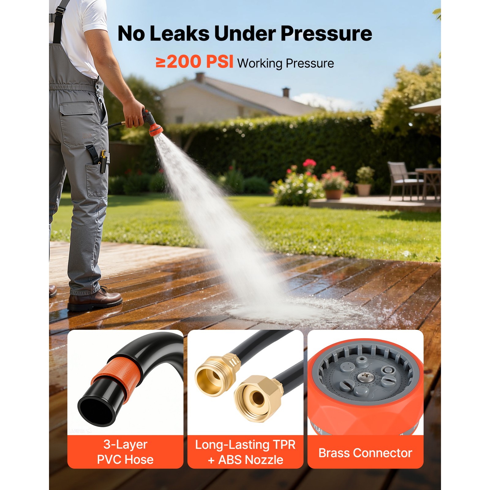 Uimoso Retractable Wall-Mounted Garden Hose Reel 1/2 inx50 ft with 9 Spray Modes