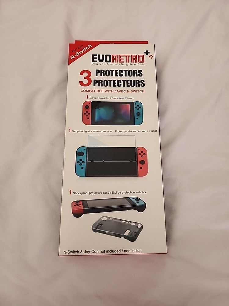 Evoretro 2 Controller grips and 3 Screen Protectors for Nintendo Switch