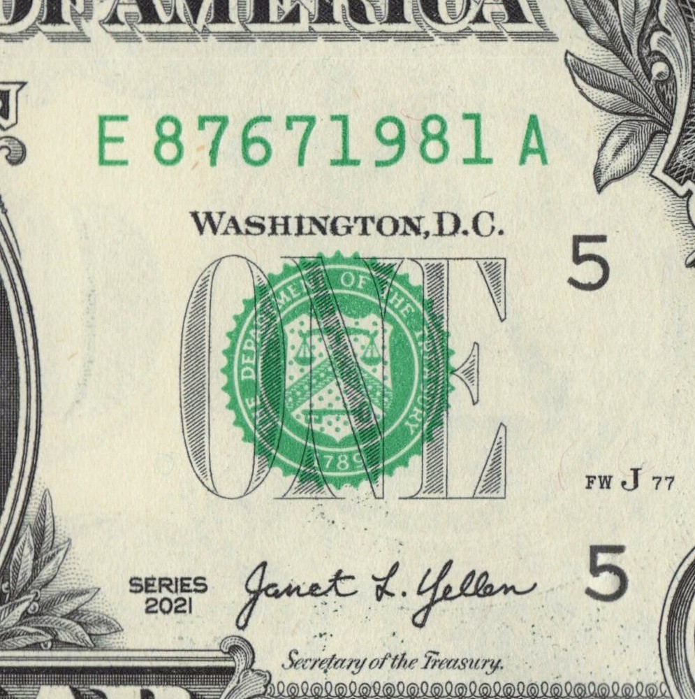 Year Note 1981 in the Serial Number Trailing Position $1 Dollar Bill E87671981A