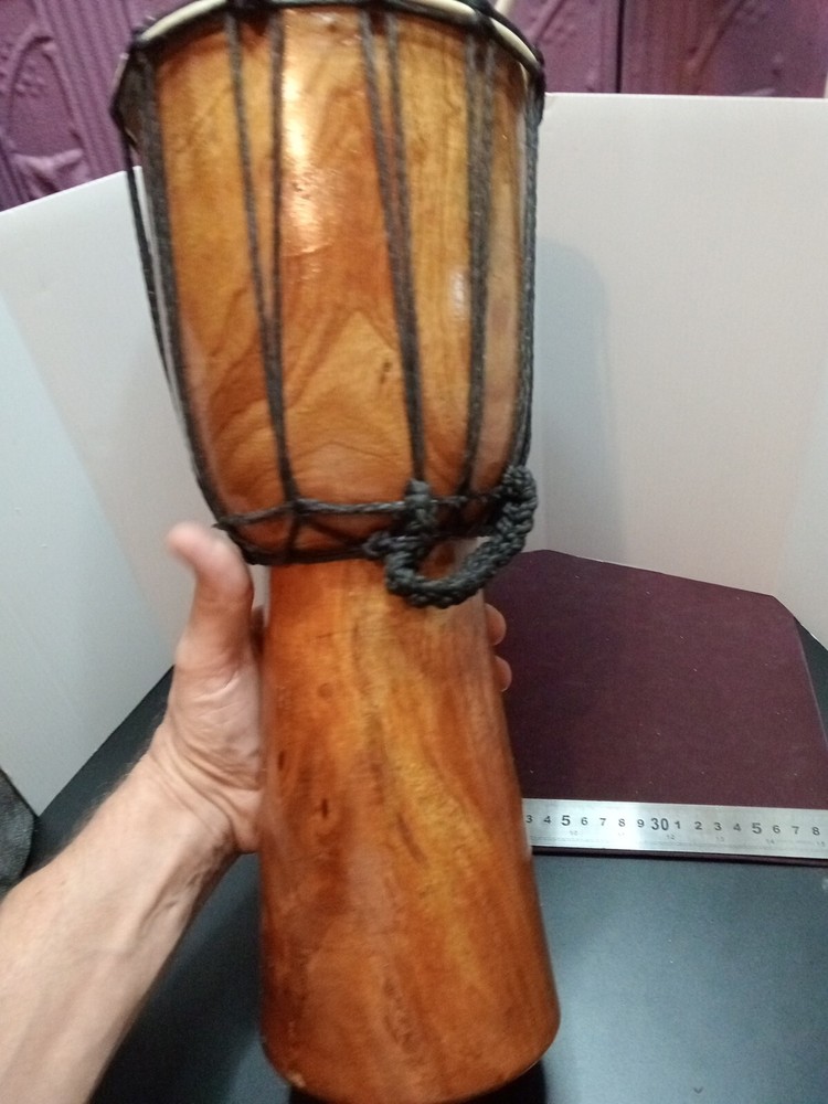 39cm Authentic DJEMBE BONGO DRUM CARVED FROM SOLID WOOD GOAT SKIN