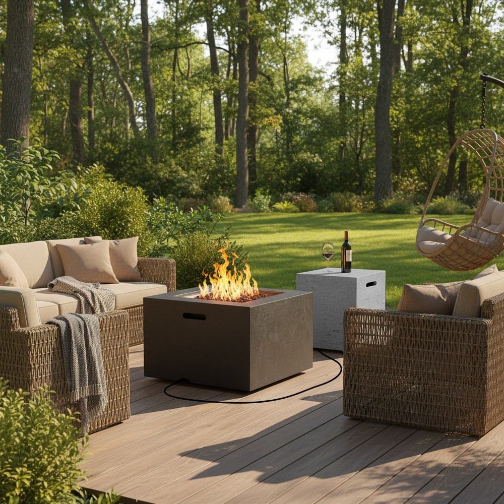 24'' Square 40000 BTU Propane Outdoor Fire Pit Table
