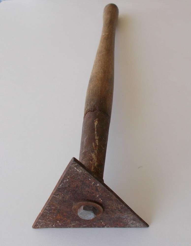 Vintage 18" Long Paint Scraper 4" Triangular Head Wooden Handle
