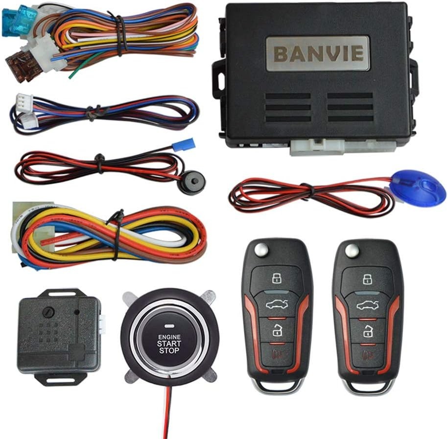 Car Security Alarm System Keyless Entry Remote Start Push Button Auto-Lock
