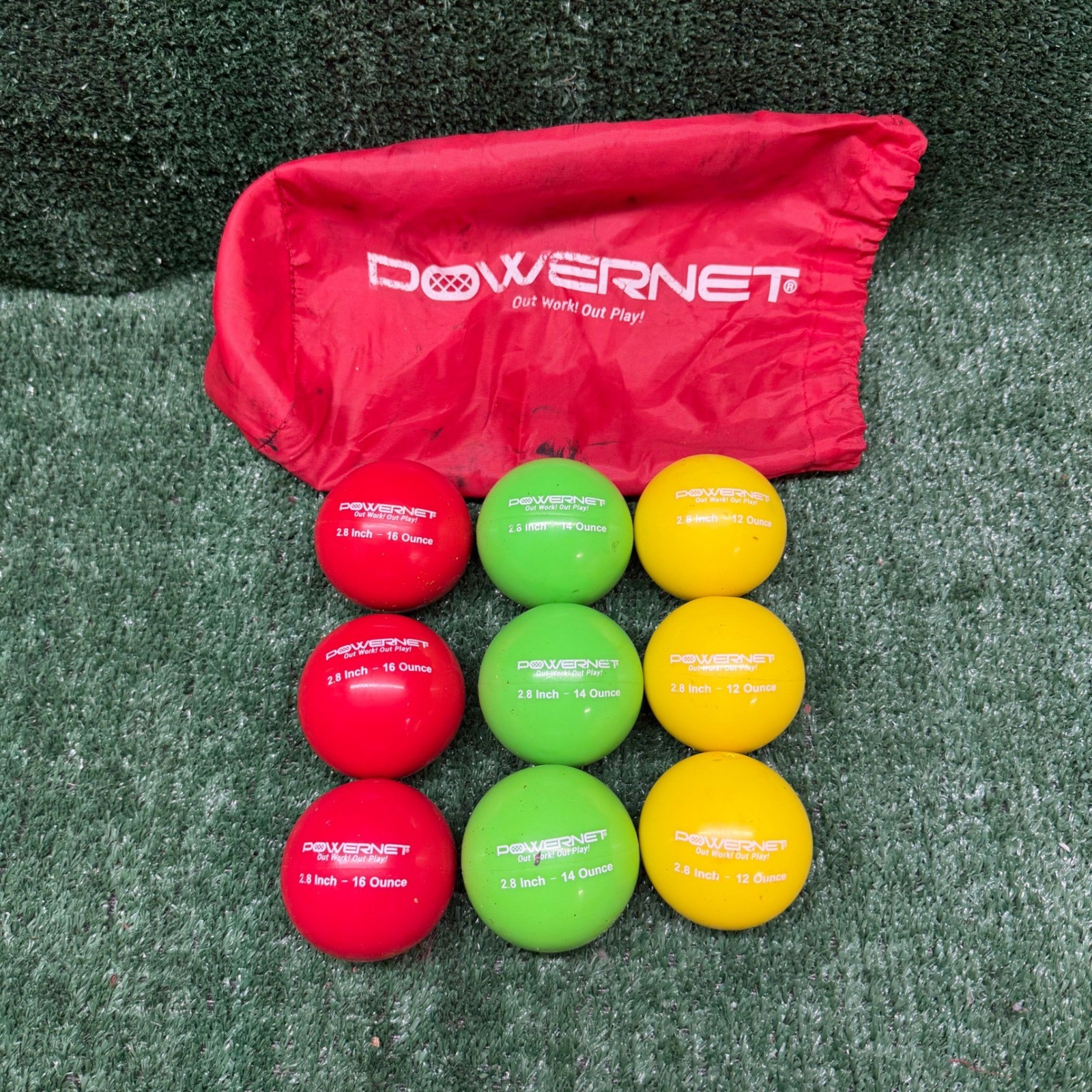 PowerNet 9-Pack Progressive Weighted Baseball Softball 2.8" Training Balls Set