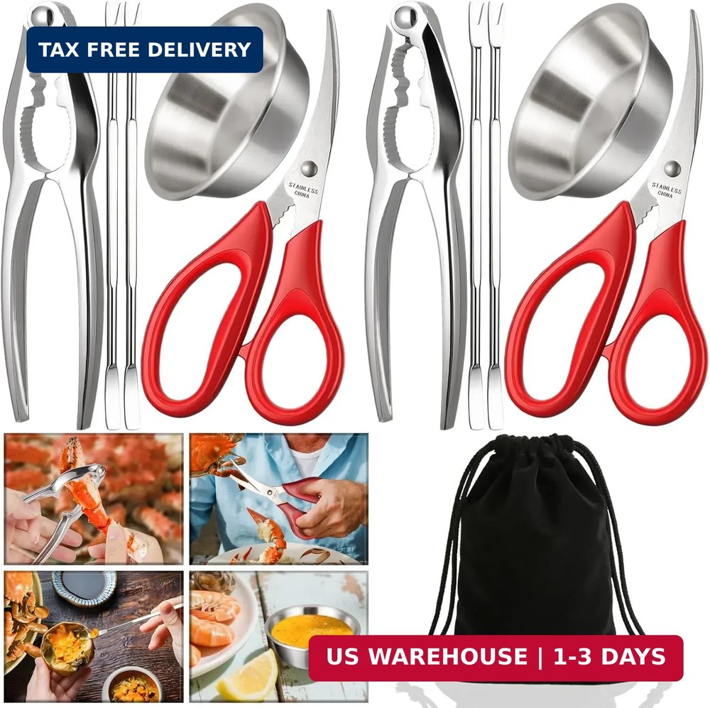 11 Pcs Crab Crackers and Tools, Seafood Tools Set, Crab Leg Cracker, Seafood Sci