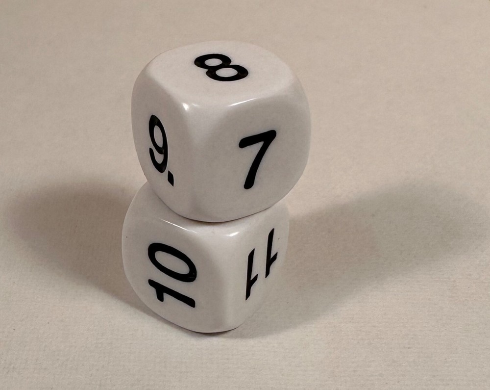 7-12 Dice (2) for Math Exercises, Magic Tricks