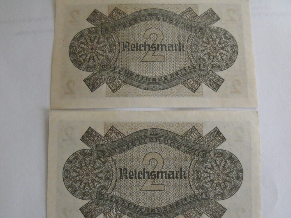(5) German 2 Reichsmarks currency