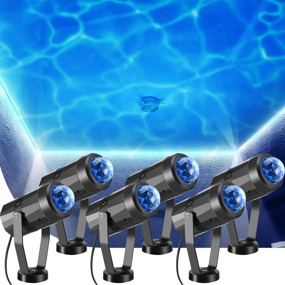 6 Pcs Water Effect Projector Light Winter LED Ocean Wave Projector Water Wave Ef