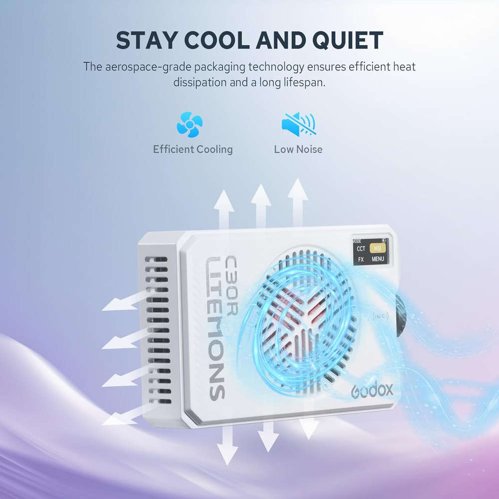 C30R RGB Camera Light Panel 30W, Portable Led Camera Video Light Panel W/Diffusi