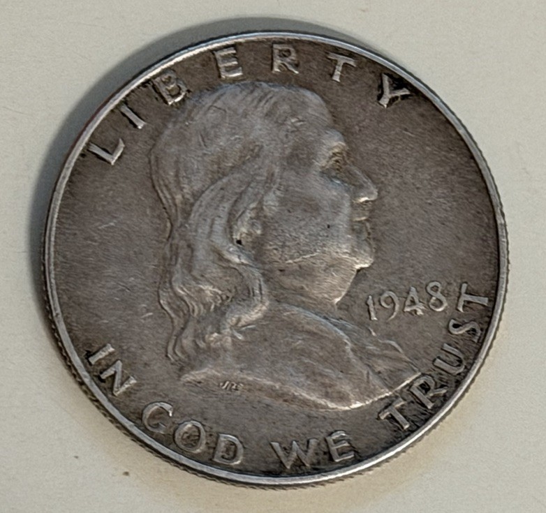 1948 Franklin US Half Dollar - 90% Silver - Circulated