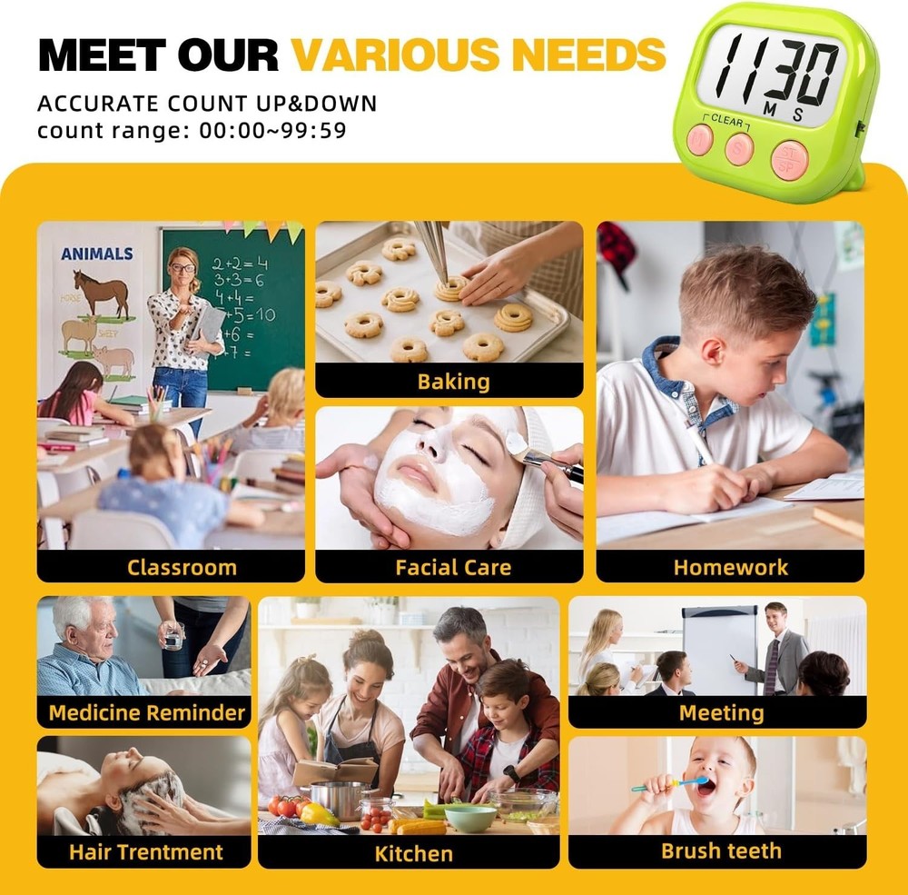 Durable Magnetic Classroom Timer Set - Easy to Read 2 Pack with Last Time Memory