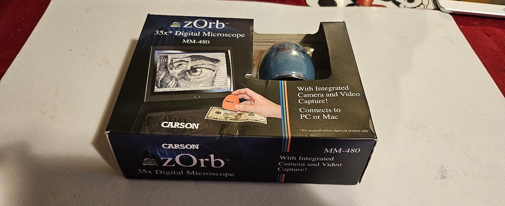 CARSON ZORB 35x Digital Microscope Surf Blue MM-480 MAC-PC With CD -TESTED