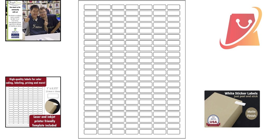 1660 Rectangular Paper Labels 1" x 0.375 Adhesive for Organization Coding Sti...