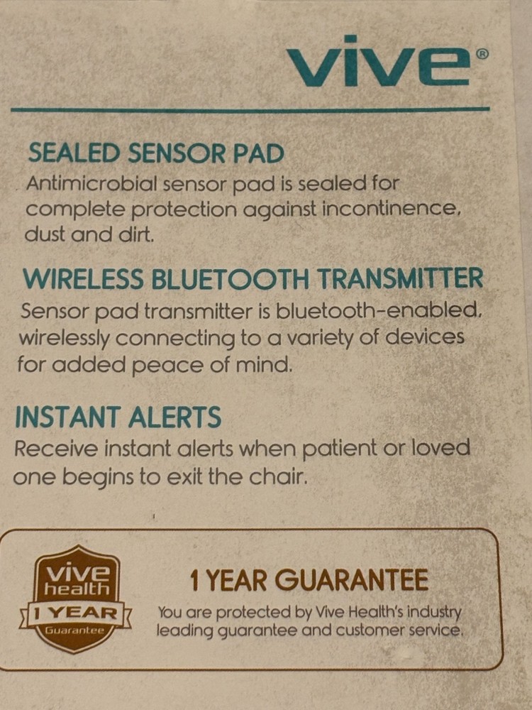 Vive - Wireless Bed & Chair Sensor Alarm Pads - Bluetooth-Enabled Transmitters