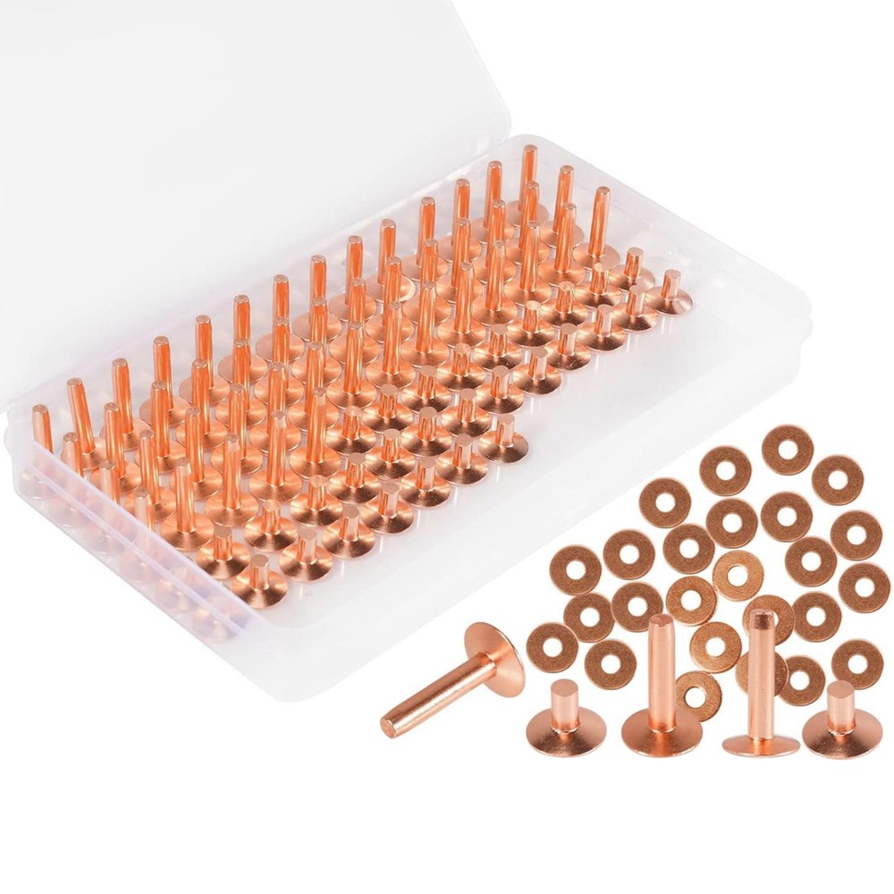 77set/pack Concise 2-size # Copper Rivets&Burrs For Home DIY Leather Working