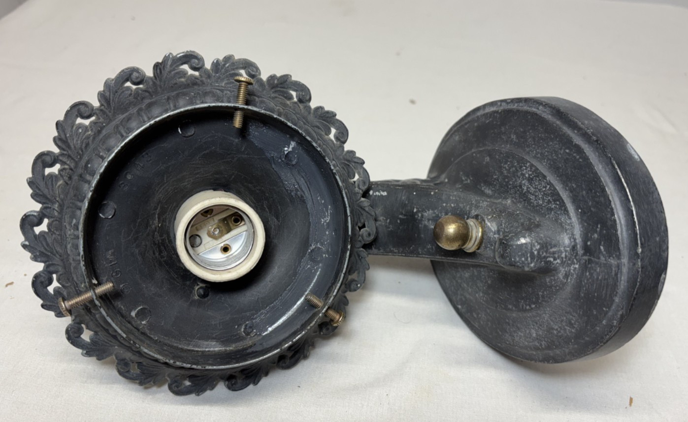 Exit Glass Light Shade Globe Vtg Wall Sconce Green Art Glass USA #L47