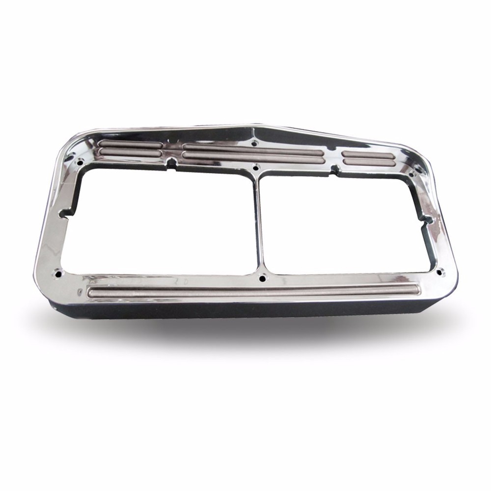 Flatline Dual Rectangular Headlight Bezel with 50 LEDs in Amber with Clear Lens