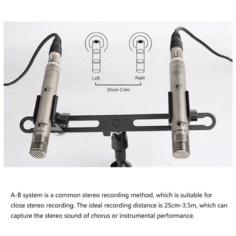 Extension Brackets Double Head Microphone Stand Adjustable Rods Stereo Holder