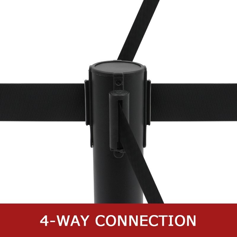 6Pcs Crowd Control Barrier Queue Poles Black Durable Outdoor Stanchion Posts
