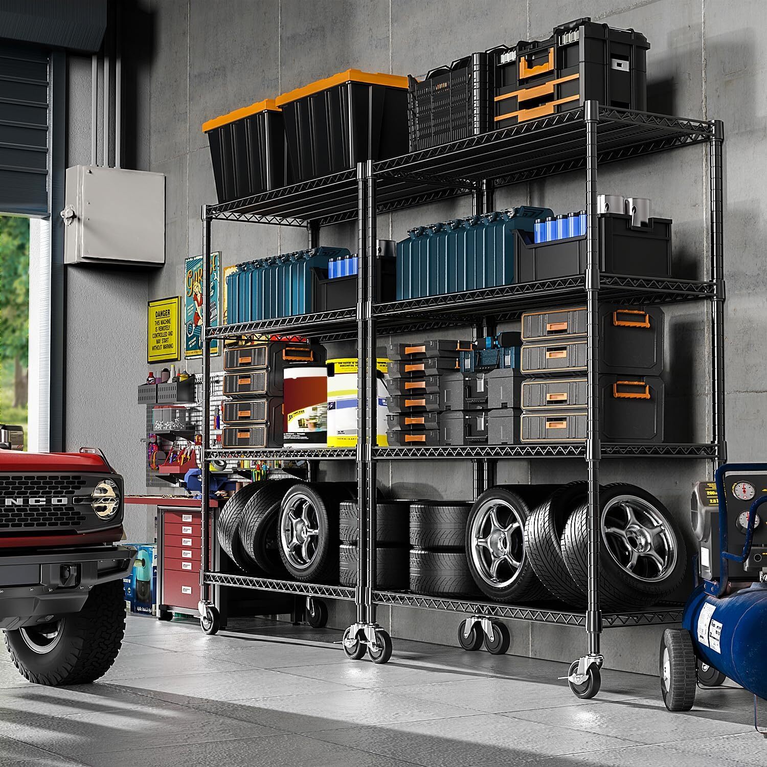 Heavy Duty 4-Tier Industrial Metal Shelves Garage Shelving Rack 53W*23D*74H