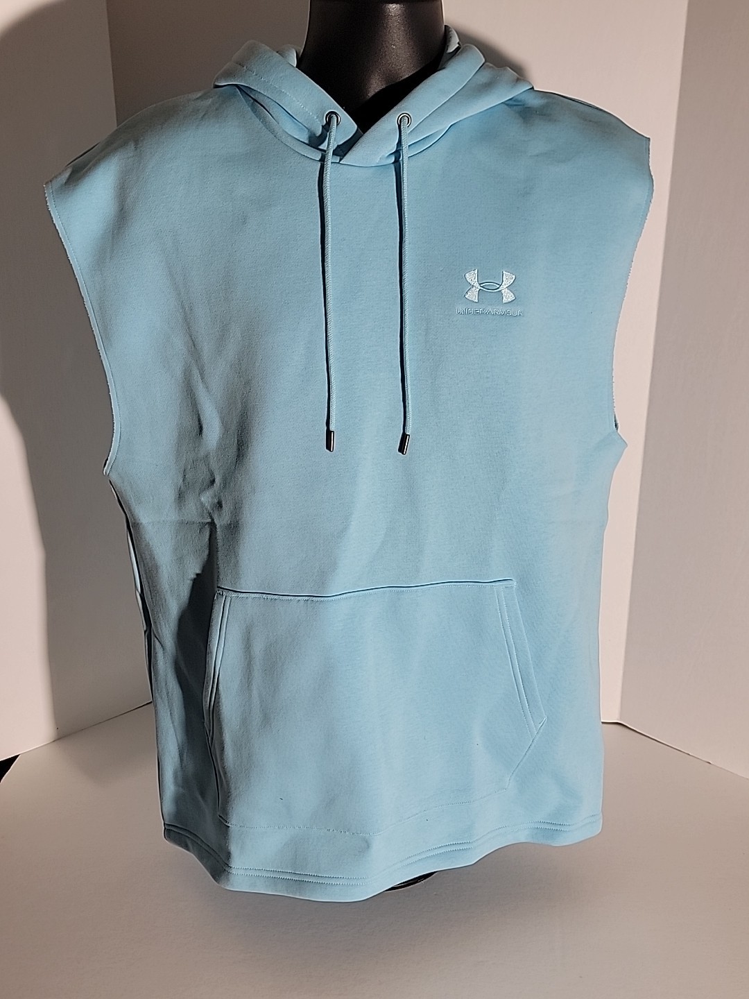 New Under Armour Mens Icon Fleece LG Sleeveless Hoodie Blue