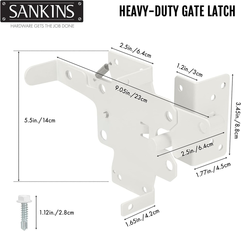 Self-Locking Gate Latch - Heavy Duty Automatic Lock for Fences & Gates