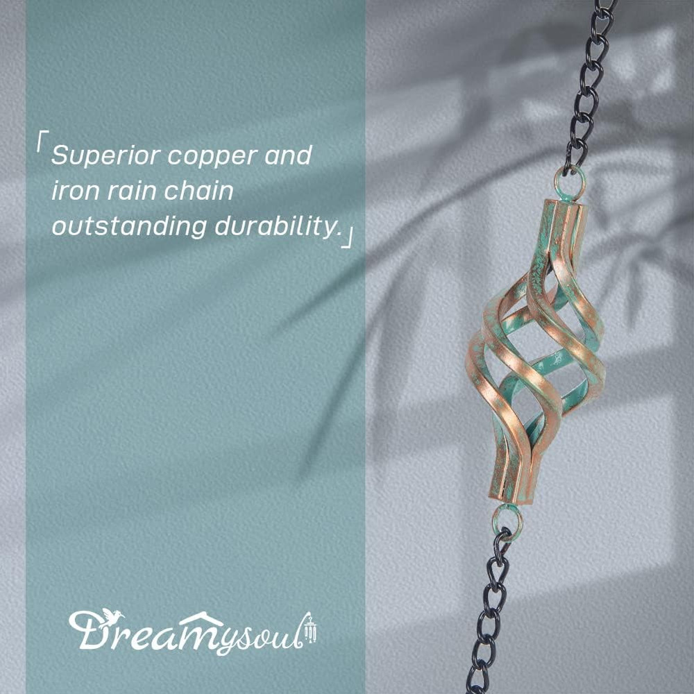 Bronze Bird Cage Rain Chain - 9.7FT Iron Decorative Downspout Solution