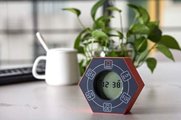Compact Orange Pomodoro Timer with 5 Presets & Visual Alerts for Focused Work