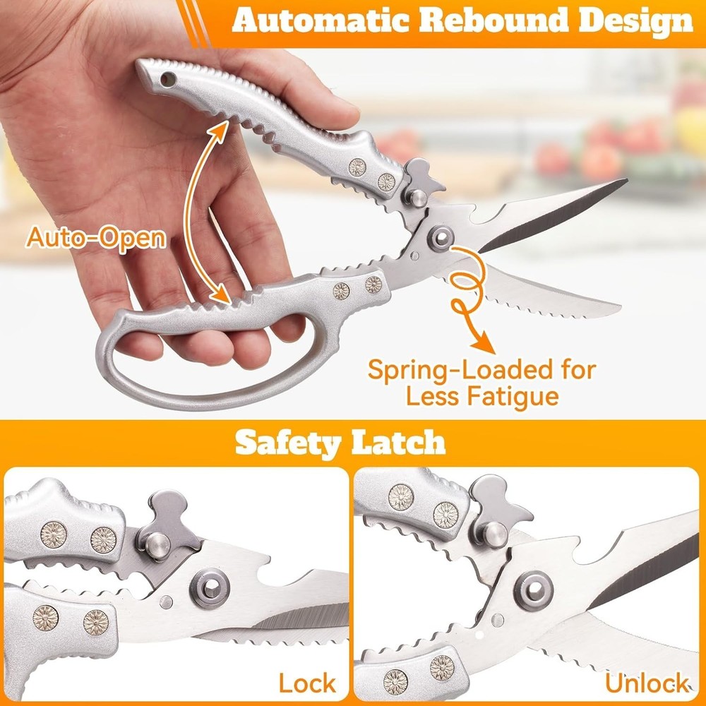 Heavy Duty Kitchen Scissors, Poultry Shears for Meat, Chicken, Bone, Turkey, …