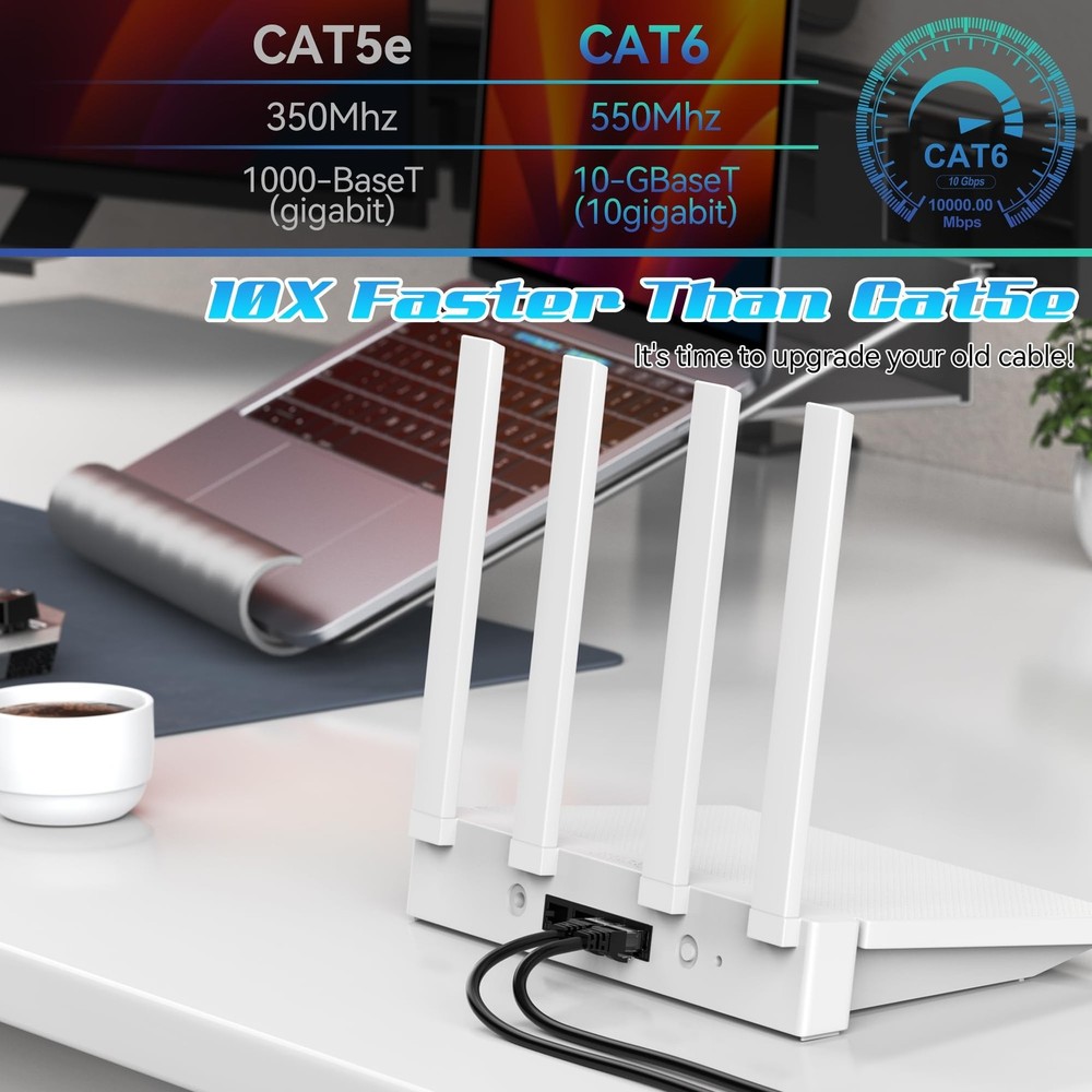 350FT Cat6 Ethernet Cable, Cat 6 Patch Cable, Cat6 Internet Cable, UTP Networ...