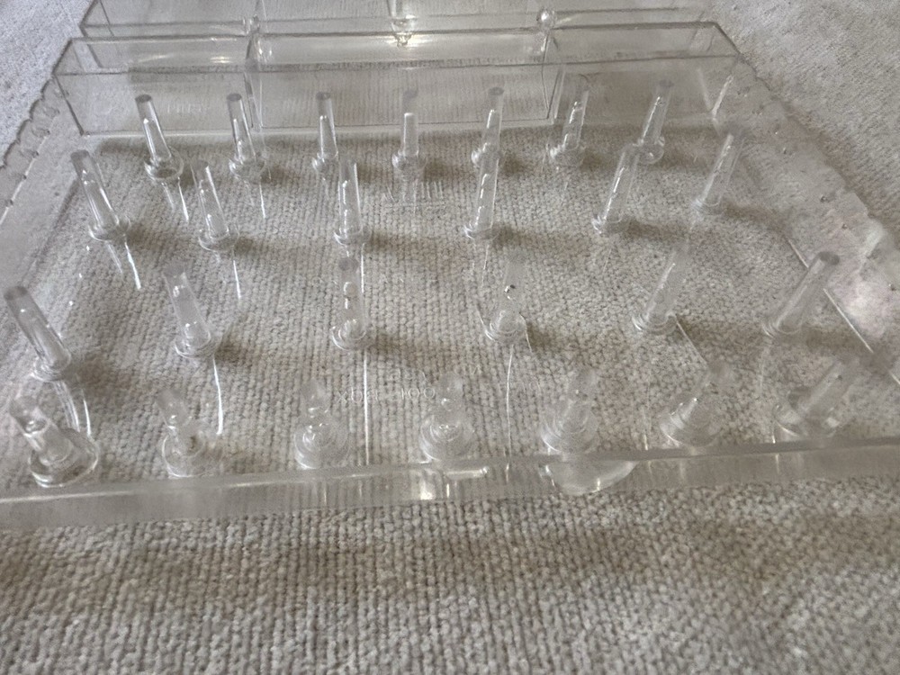 2 Vintage Plastic Spool Boxes Clear Thread Holder Caddy Sewing Storage