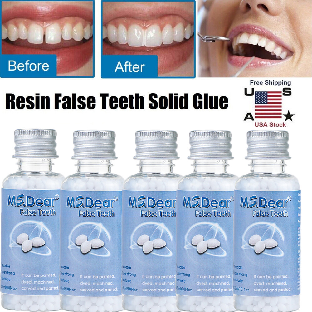 Tooth Solid Gel Temporary Moldable Repair Kit Thermal Fitting Bead Teeth 5x30ml