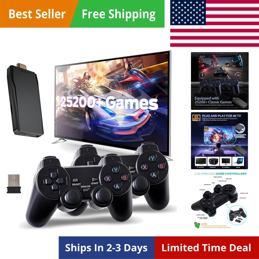 Retro Game Console, Retro Gaming Console, Wireless Retro Game Console, Plug &...