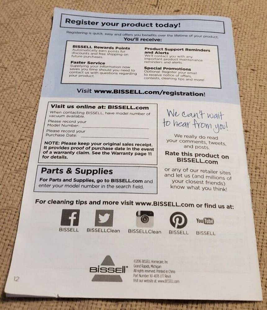 Bissell Cleanview Vacuum User Guide 2383 Series