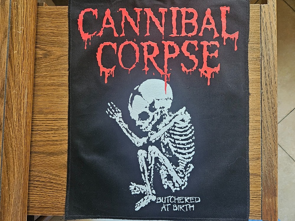 CANNIBAL CORPSE, BUTCHERED AT BIRTH, CANVAS SCREEN PRINTED LARGE BACK PATCH