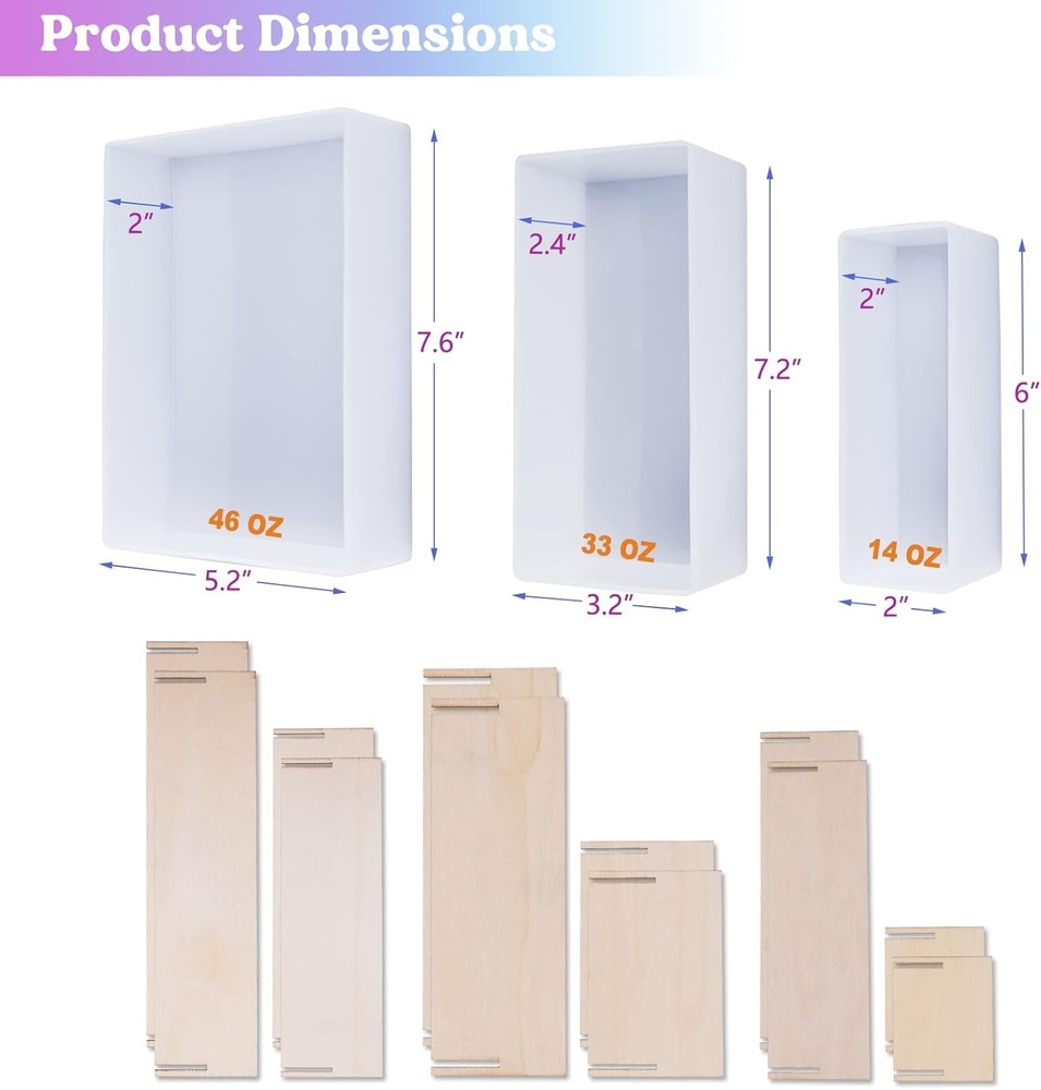 LET'S RESIN Rectangle Silicone Resin rectangle molds, clear, transparent